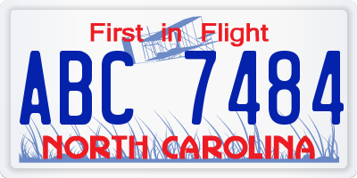 NC license plate ABC7484