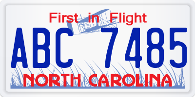 NC license plate ABC7485