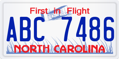 NC license plate ABC7486