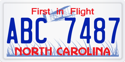 NC license plate ABC7487
