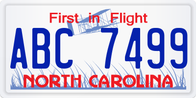 NC license plate ABC7499