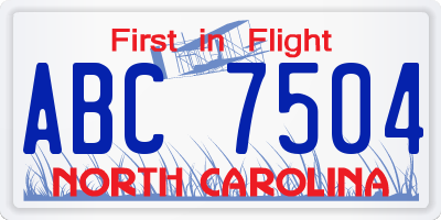 NC license plate ABC7504