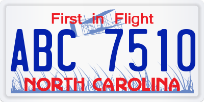 NC license plate ABC7510
