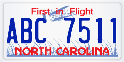 NC license plate ABC7511