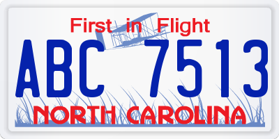 NC license plate ABC7513
