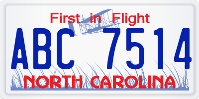 NC license plate ABC7514