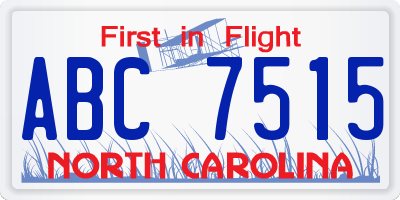 NC license plate ABC7515