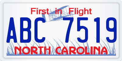 NC license plate ABC7519
