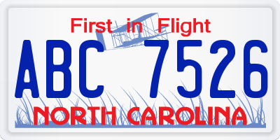 NC license plate ABC7526