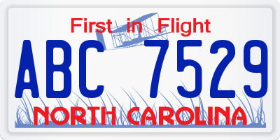NC license plate ABC7529