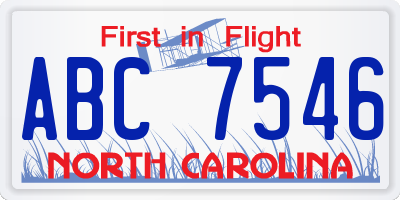 NC license plate ABC7546