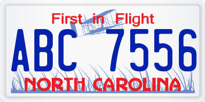 NC license plate ABC7556