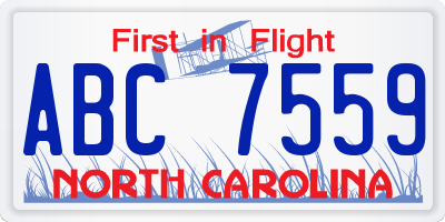 NC license plate ABC7559
