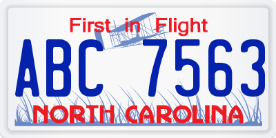 NC license plate ABC7563