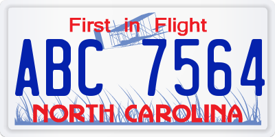 NC license plate ABC7564