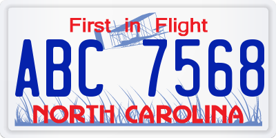 NC license plate ABC7568