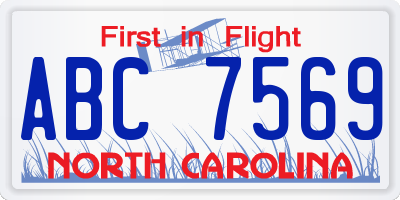 NC license plate ABC7569