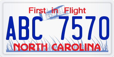 NC license plate ABC7570