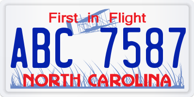 NC license plate ABC7587