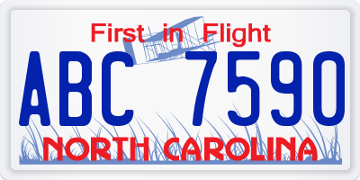 NC license plate ABC7590