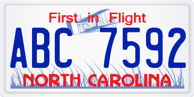 NC license plate ABC7592