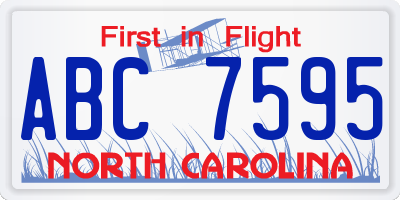 NC license plate ABC7595