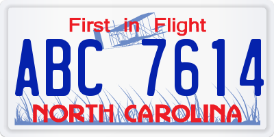 NC license plate ABC7614