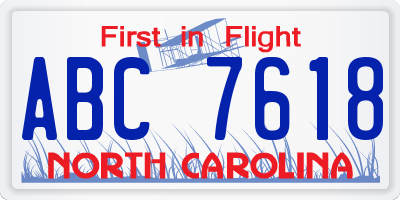 NC license plate ABC7618