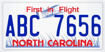 NC license plate ABC7656