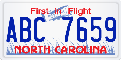 NC license plate ABC7659