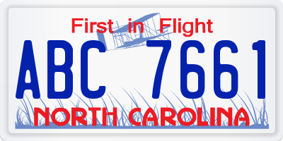 NC license plate ABC7661