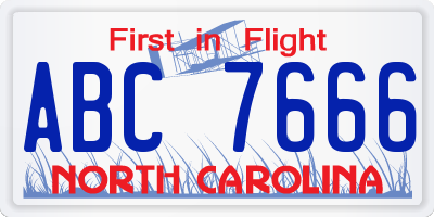 NC license plate ABC7666