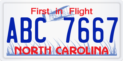 NC license plate ABC7667