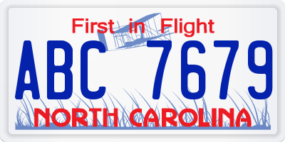 NC license plate ABC7679