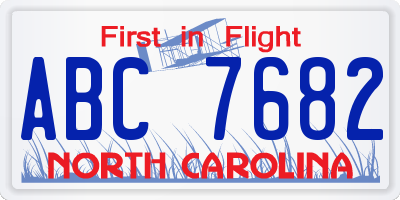 NC license plate ABC7682