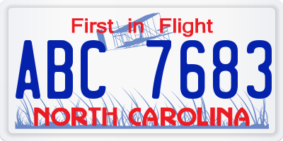 NC license plate ABC7683