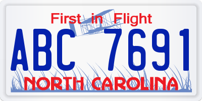 NC license plate ABC7691