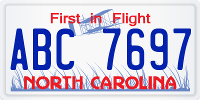 NC license plate ABC7697