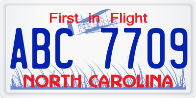 NC license plate ABC7709
