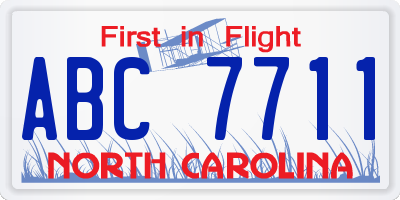 NC license plate ABC7711