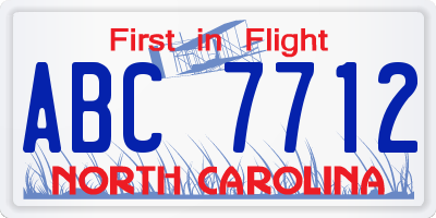 NC license plate ABC7712