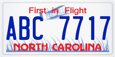 NC license plate ABC7717