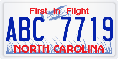 NC license plate ABC7719