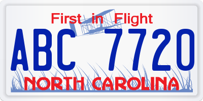 NC license plate ABC7720