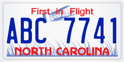 NC license plate ABC7741
