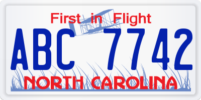 NC license plate ABC7742