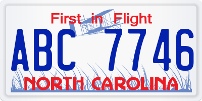 NC license plate ABC7746
