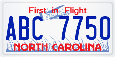 NC license plate ABC7750
