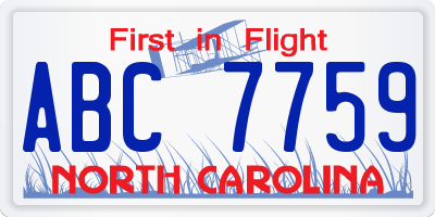 NC license plate ABC7759