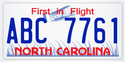 NC license plate ABC7761